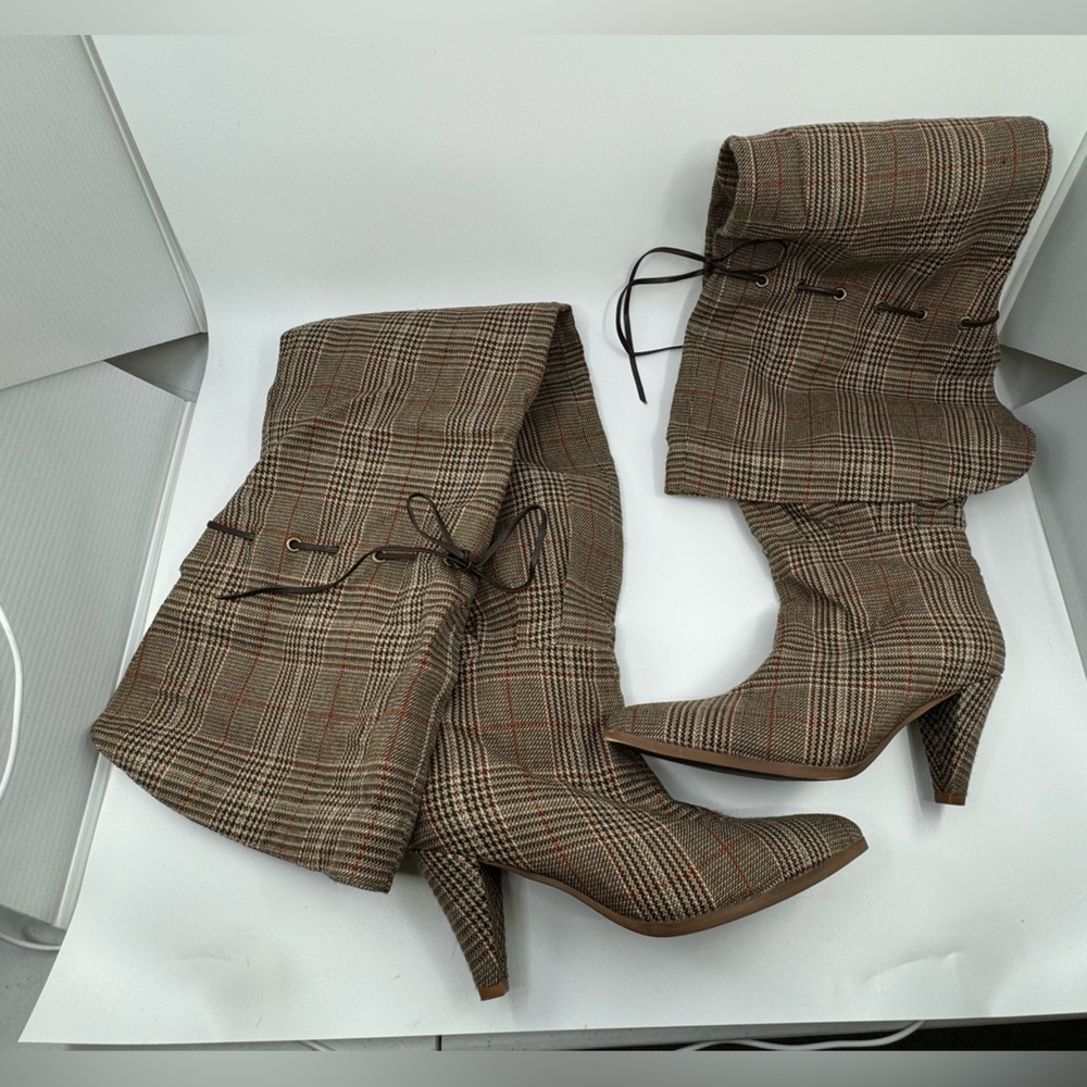 Jeffrey Campbell Go Go Girl Thigh high plaid boots women’s 6.5